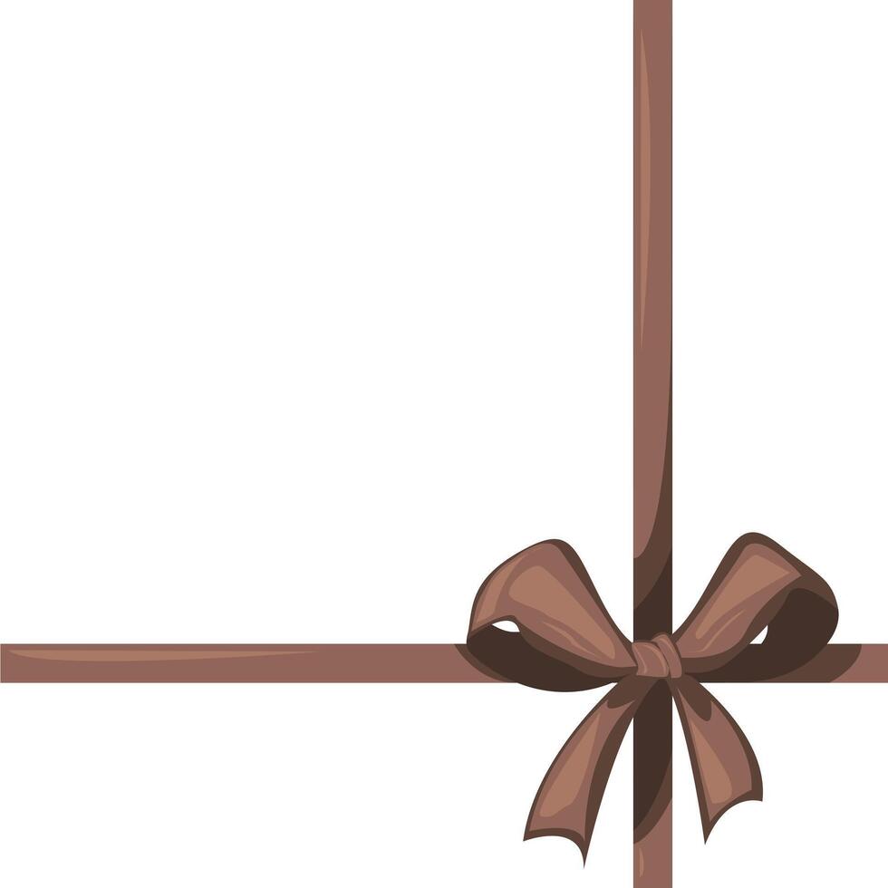 Brown holiday bow with ribbon. Holidays gift symbol decorative design element.Mocha Mousse 2025. Happy valentines day, women day holiday, dating invitation, wedding or marriage greeting card design vector