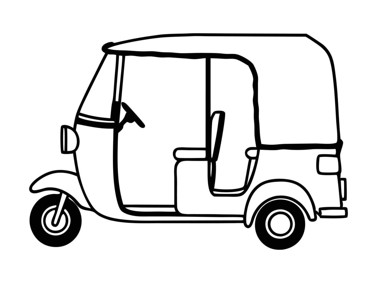Auto Rickshaw line art silhouette vector