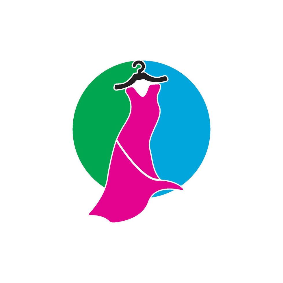A pink dress on a hanger with a green circle vector