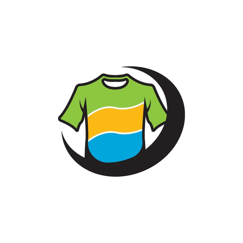 A t - shirt with a blue, yellow and green design vector