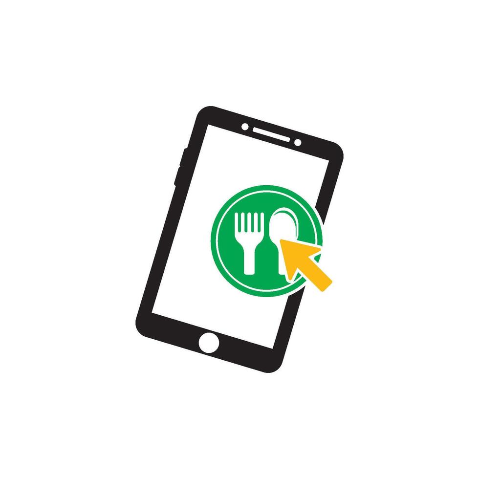 A smartphone with a fork and knife icon on it vector