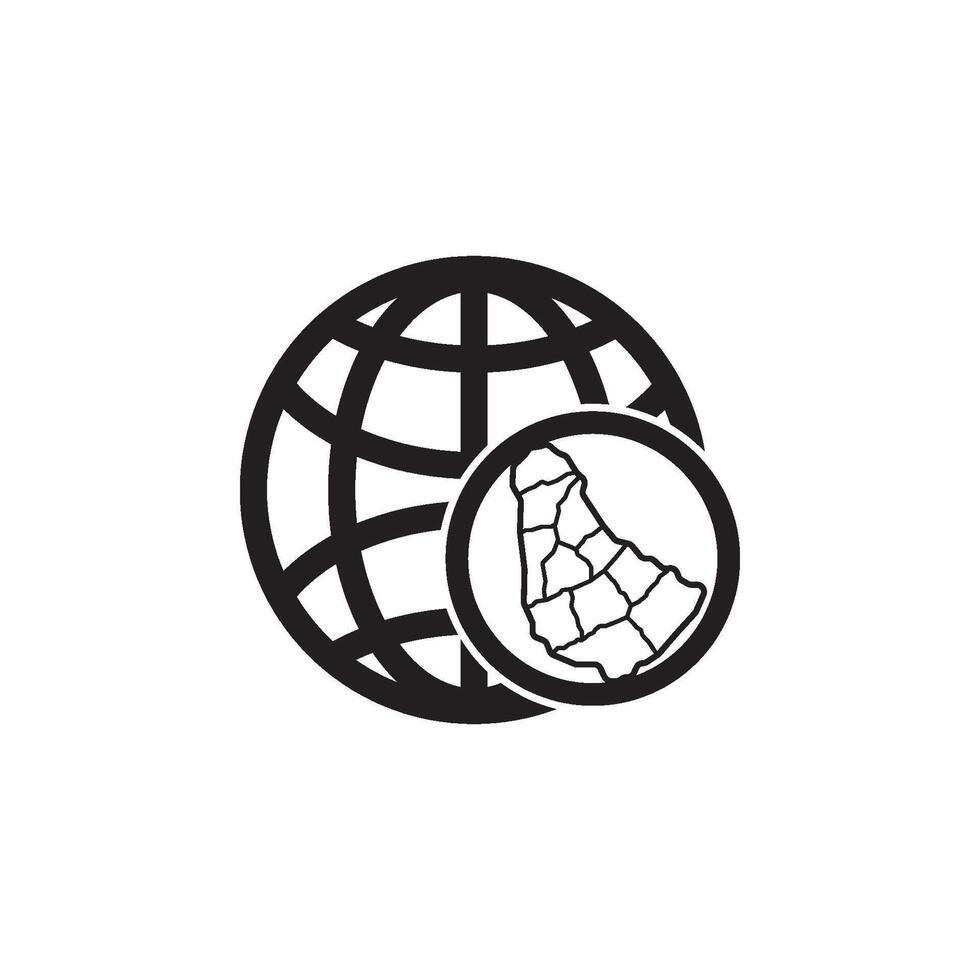A black and white globe with a map on it vector