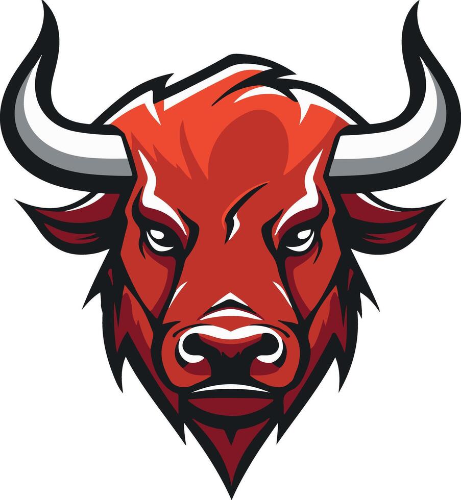 illustration showcasing an angry bull head in a minimalist style, ideal for dynamic logo designs. vector