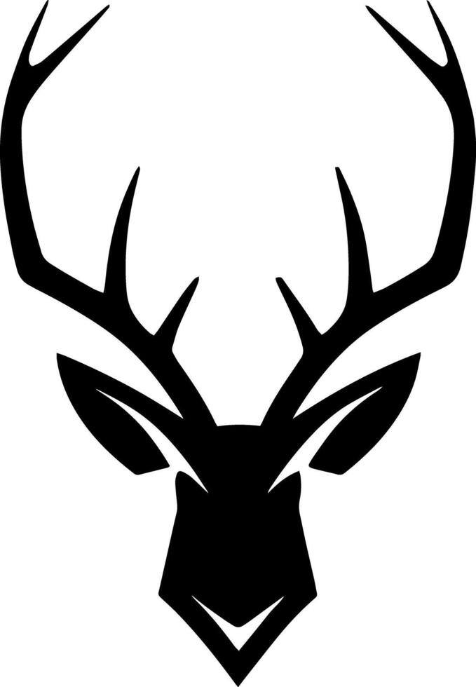 Black minimalist logo featuring a deer head, perfect for elegant and sophisticated branding. vector