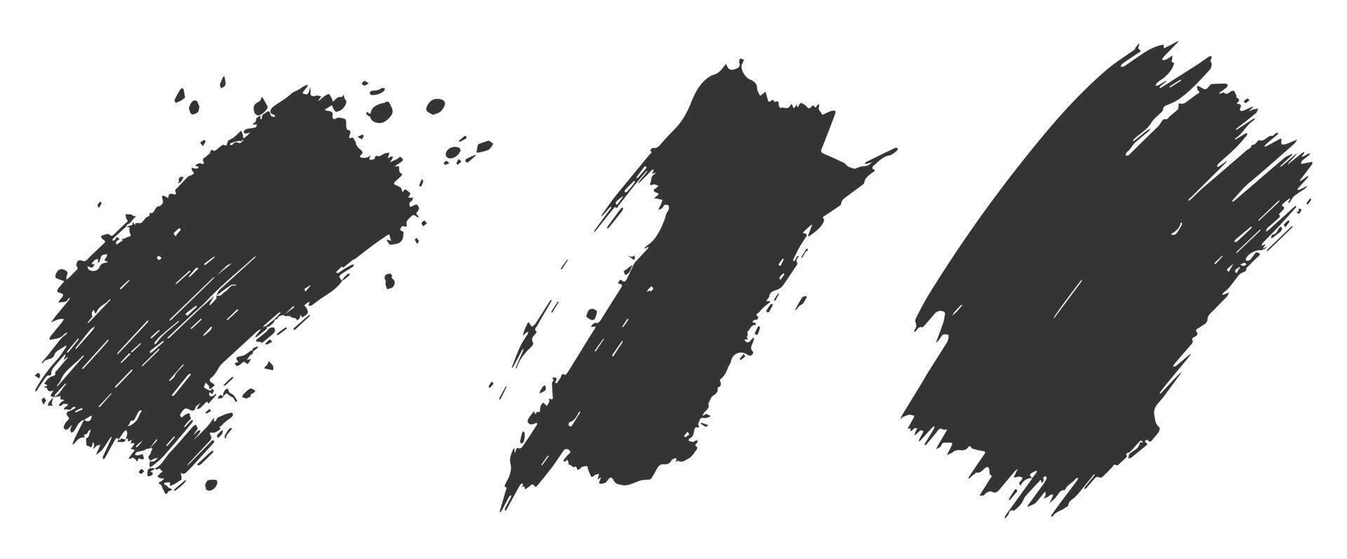 Collection of brush strokes in a flat black and white style. vector