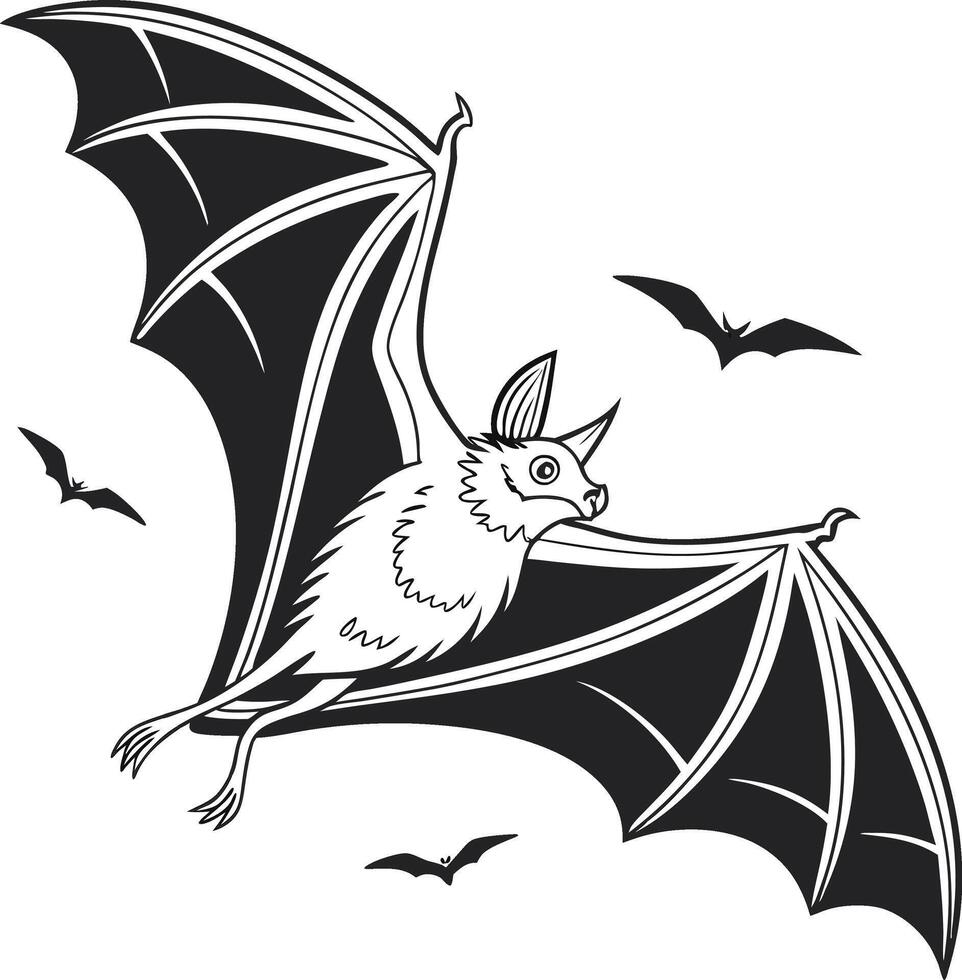 A bat flying in the air with bats flying around it vector