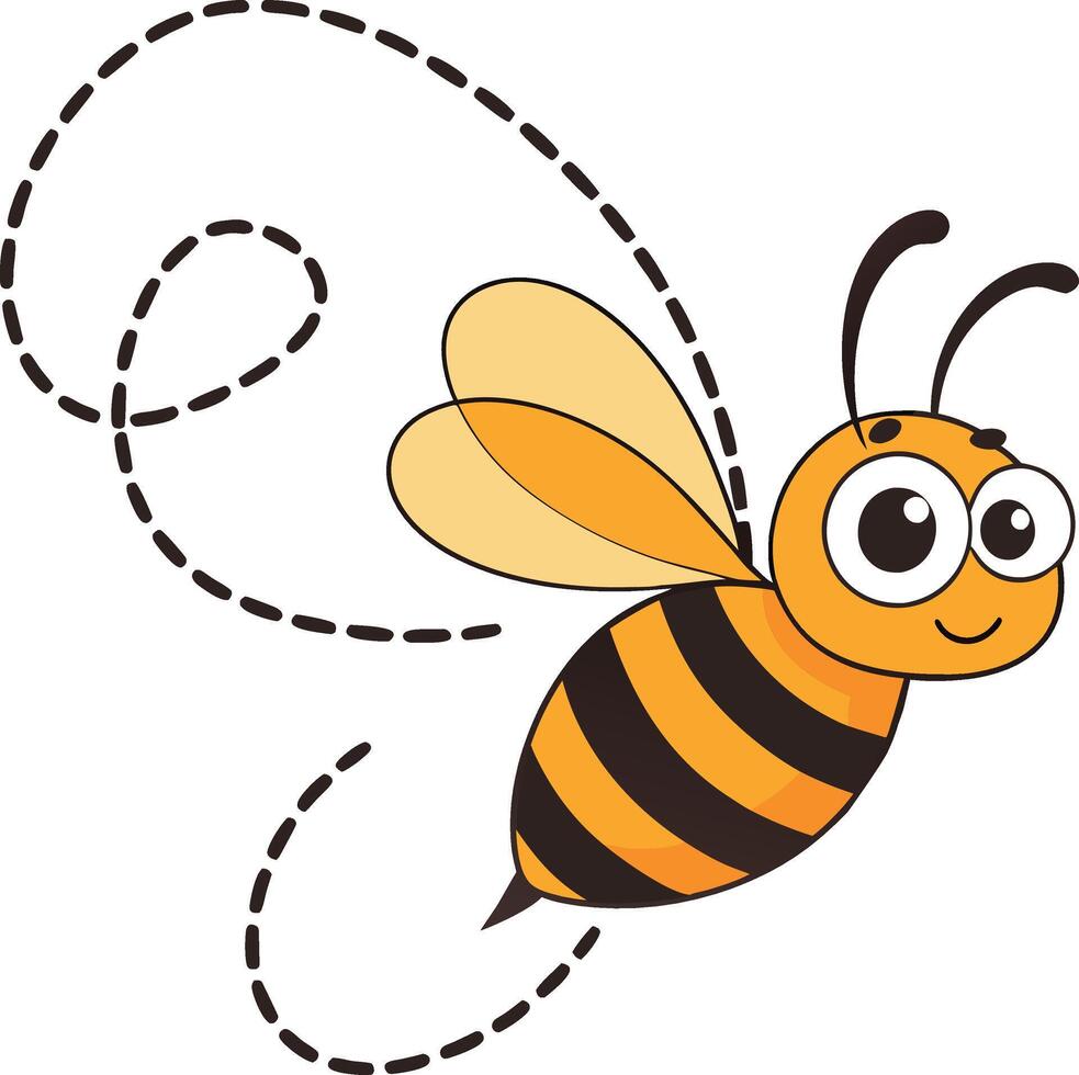 A cartoon bee with a dotted line vector