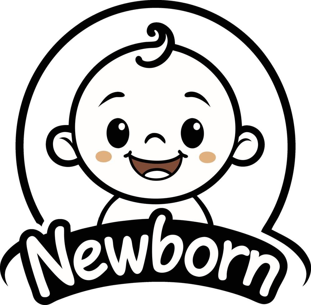 Newborn baby logo with a smiling baby vector