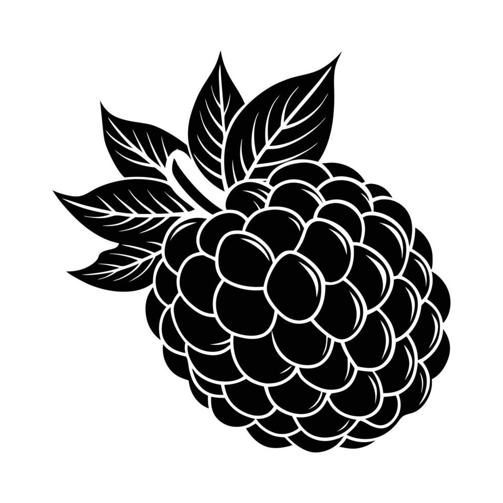 Organic Raspberry Illustration Black Silhouette Art for Farming and Sustainable Design vector