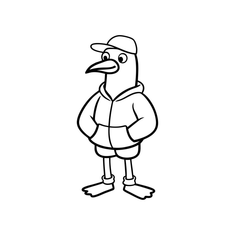 Trendy Urban Seagull Playful Cartoon Character Illustration with Bold Street Style vector