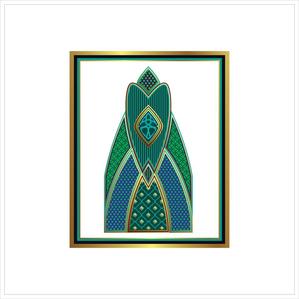 Arabian mosque window arabic door with arabesque ornament shapes. Old islamic frames arches with metal geometric motif pattern vector