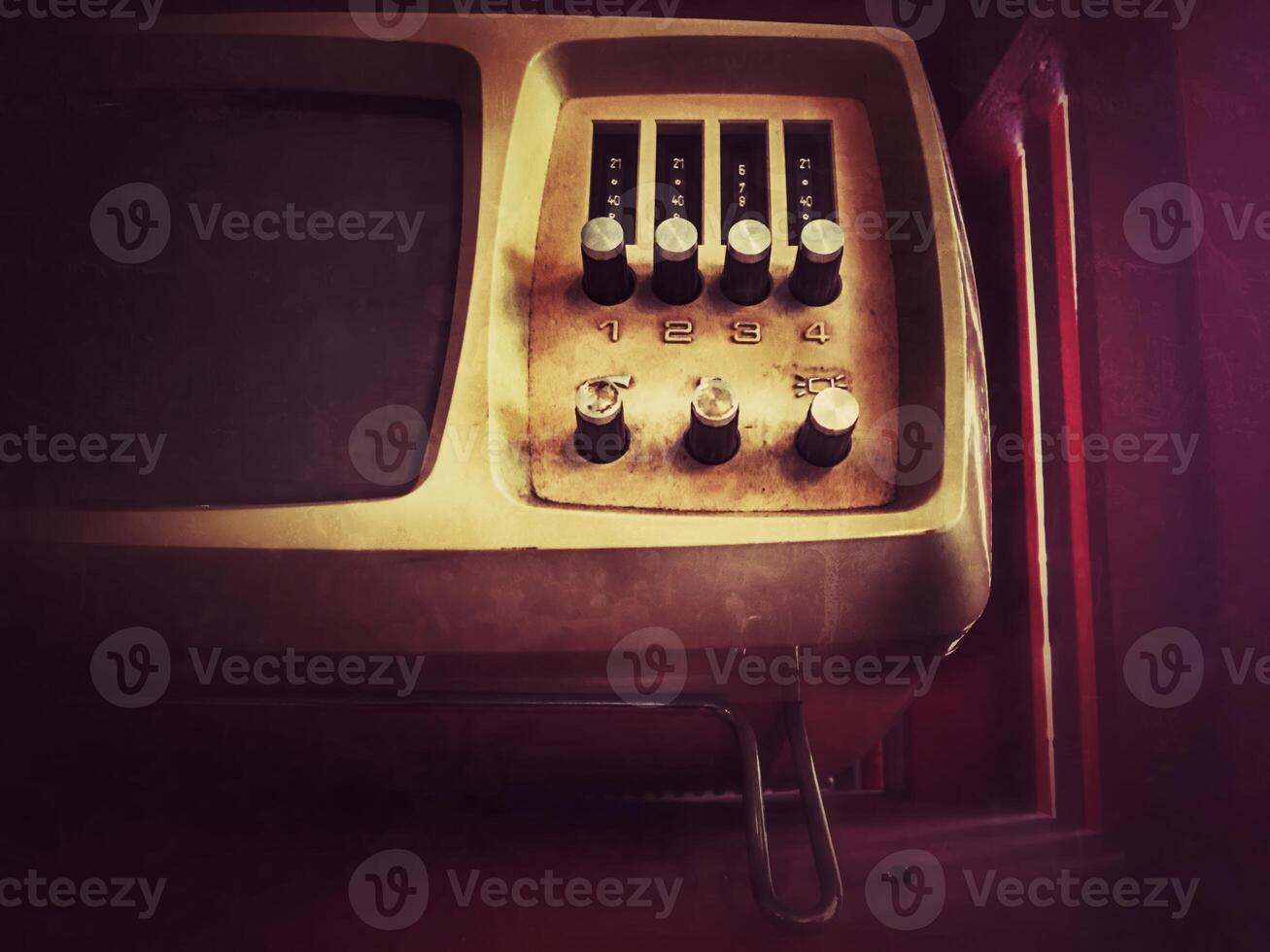 An Old Technology Vintage Small Desktop TV photo