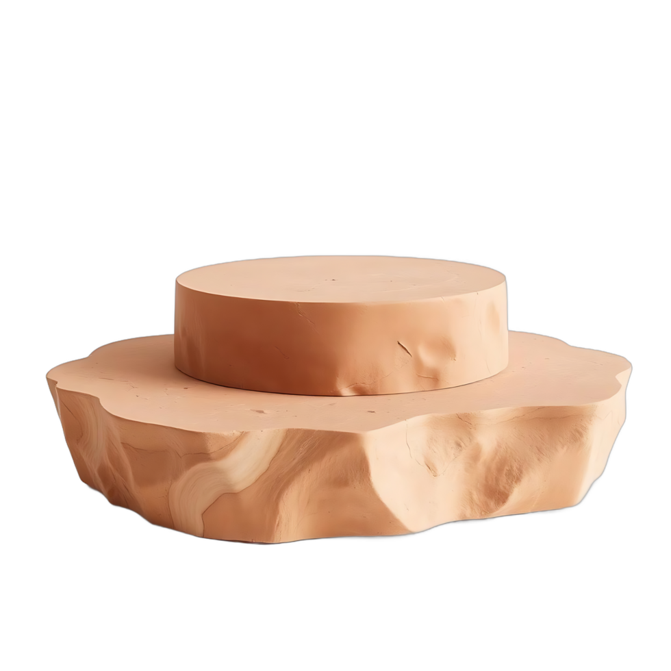 Peach Colored Stone Display Stand Two Tiered Irregular Shape png