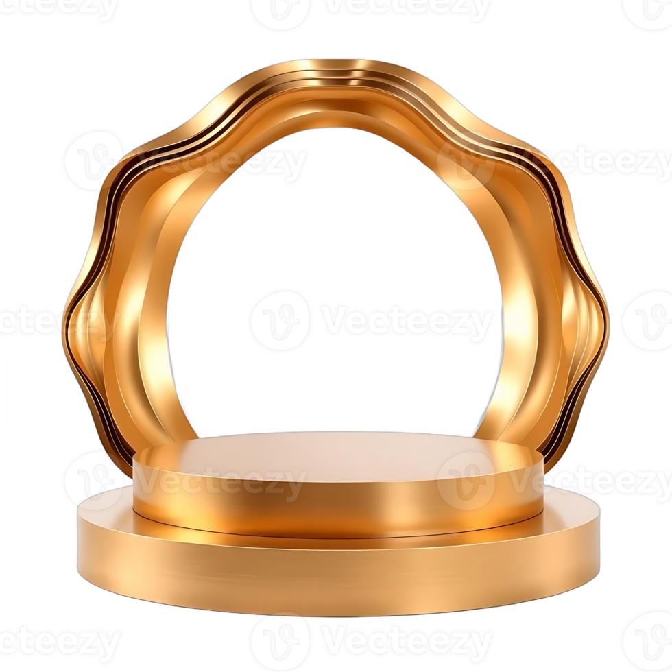 Golden Wave Frame Product Display Stand Elegant Mockup png