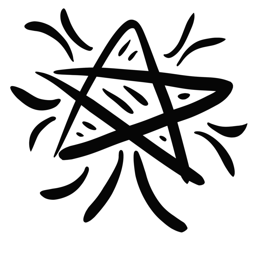 A drawing of a pentagram with a star in the middle png