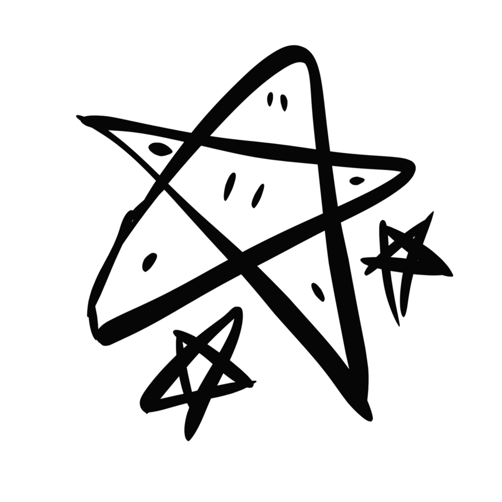 A drawing of a star and a star with a star in the middle png