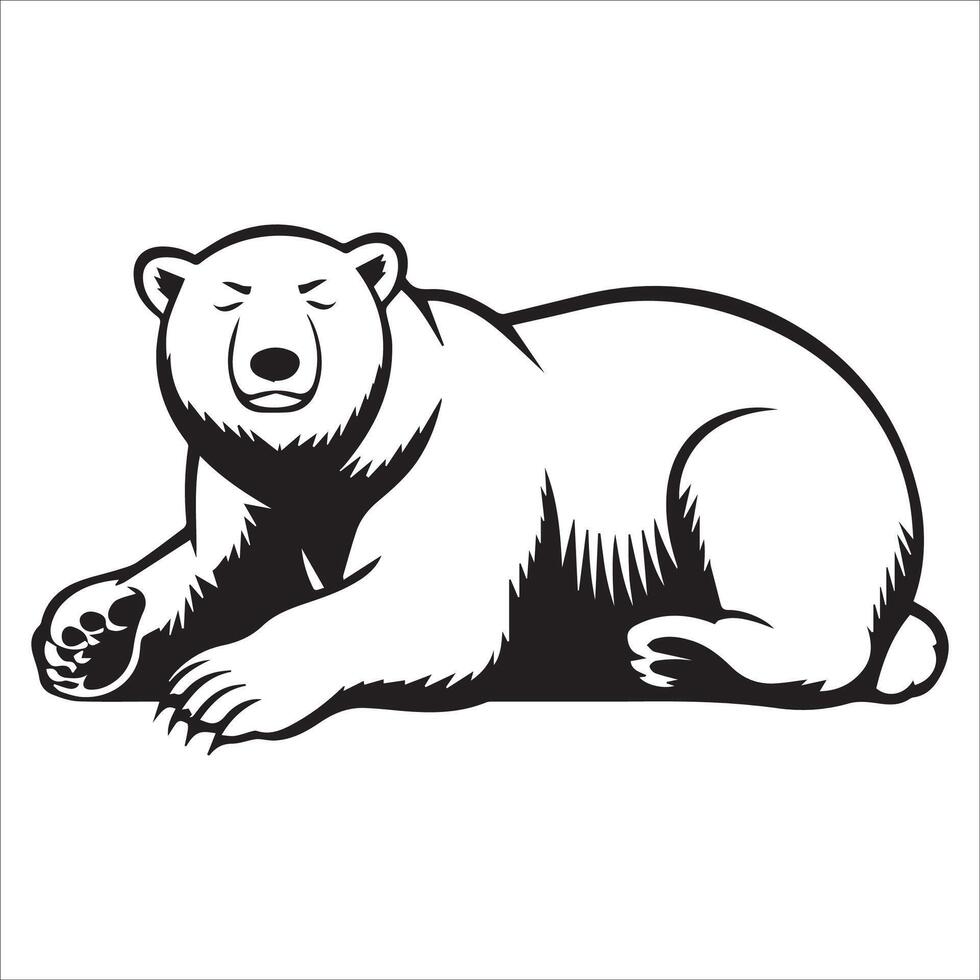 Peaceful Arctic Bear in Black and White vector
