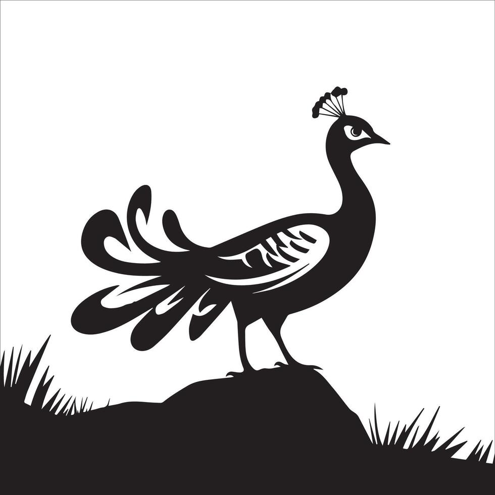 Peacock with Floral Tail Pattern vector