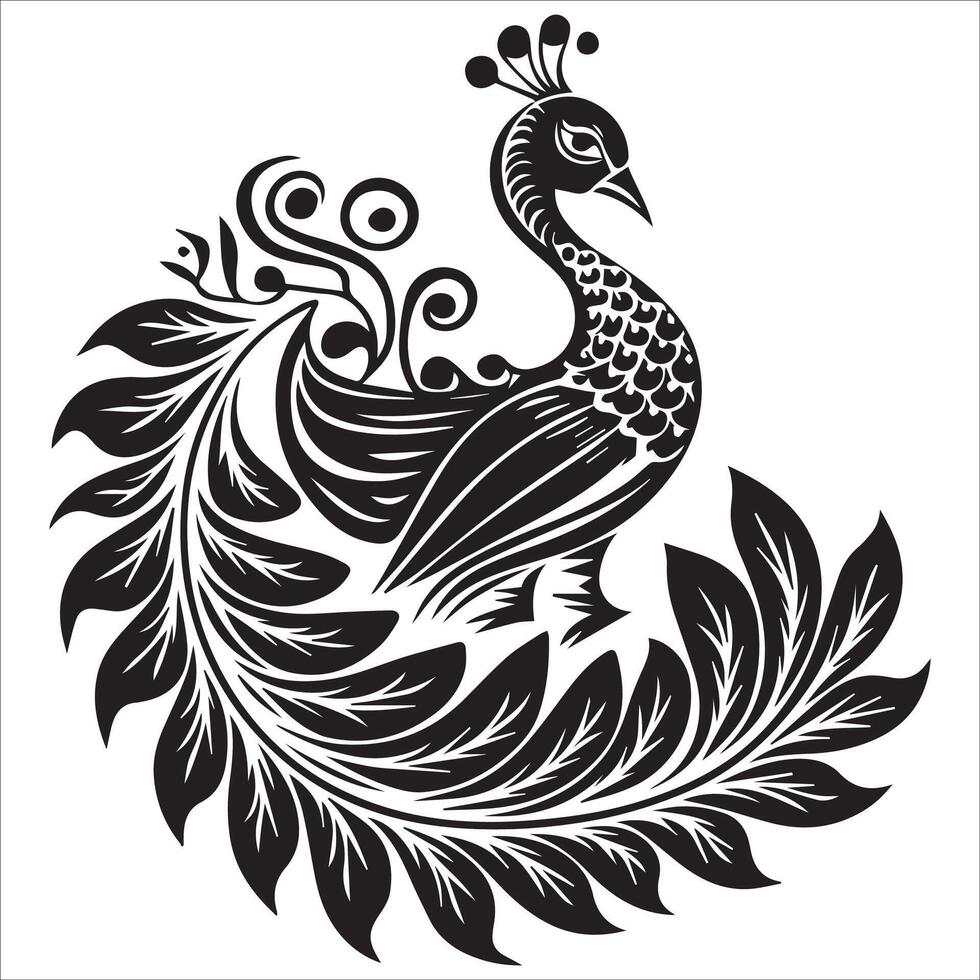 Ornate Peacock Tail Artwork vector