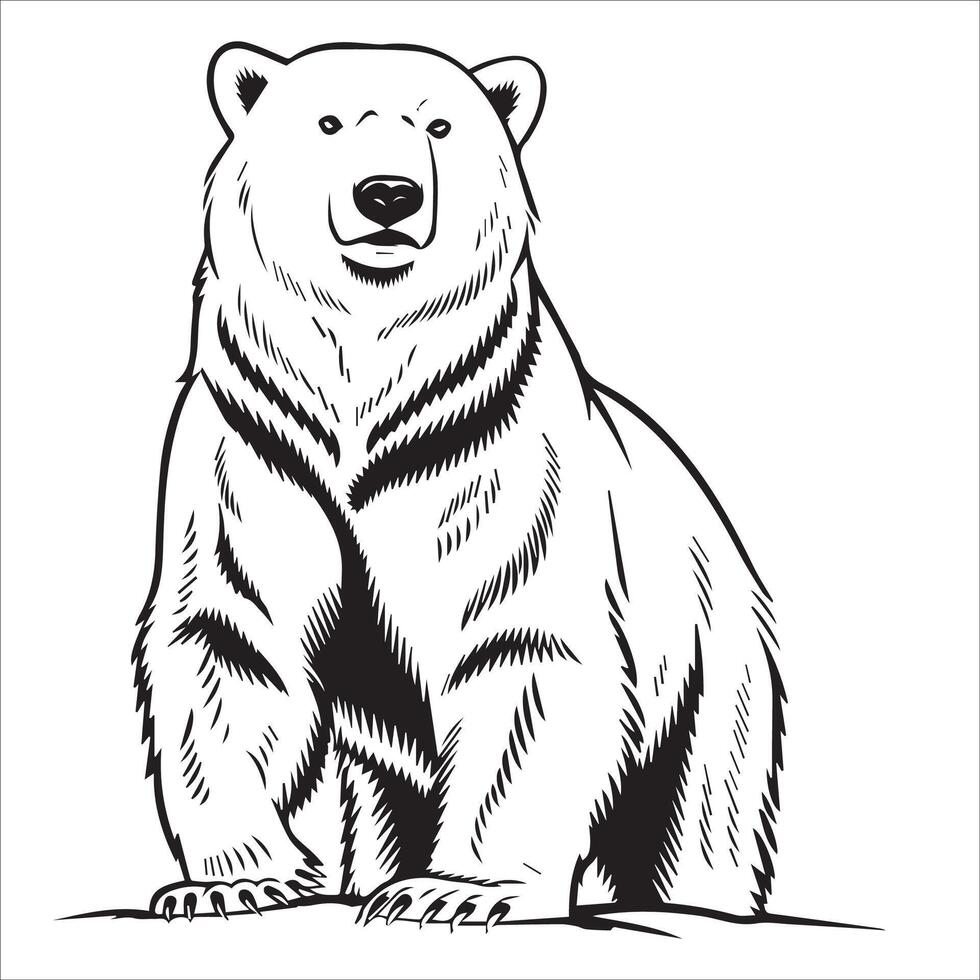 Bold Standing Polar Bear Silhouette vector