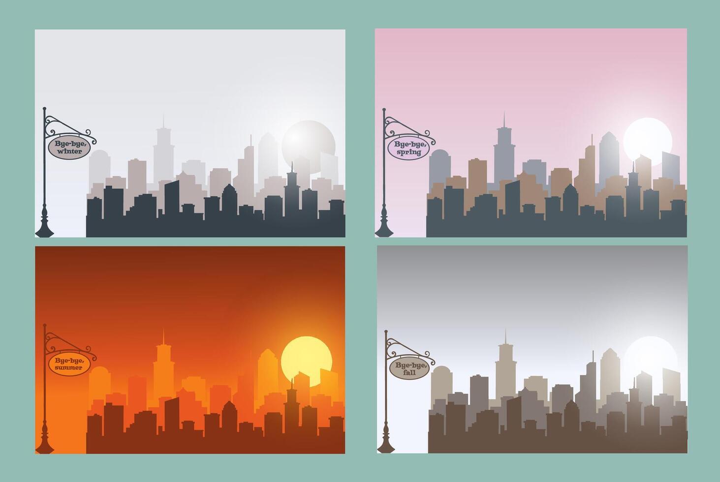Cities in different seasons vector