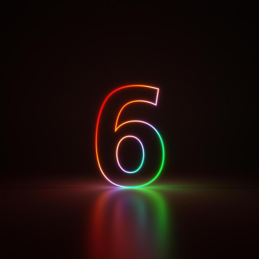 3d Render, Number 1 Glowing in the Dark, Gradient Neon Light photo