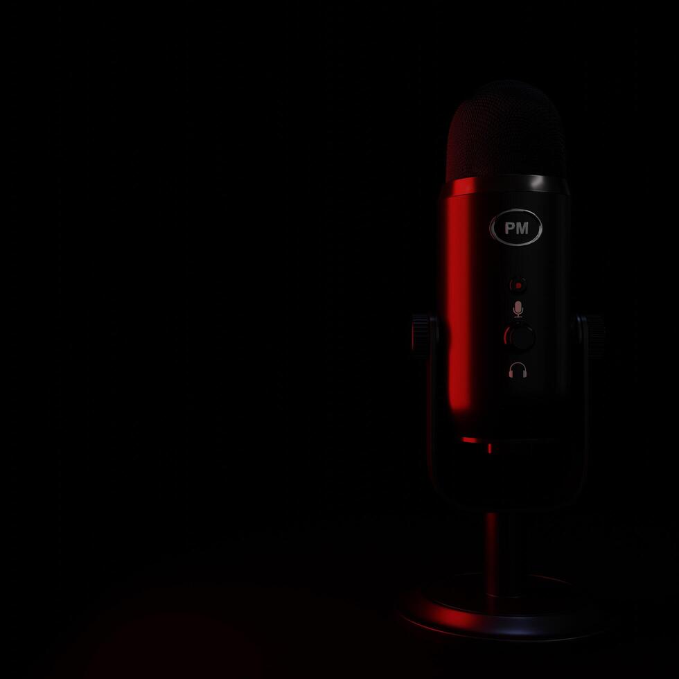 Podcast Microphone With Red Light photo