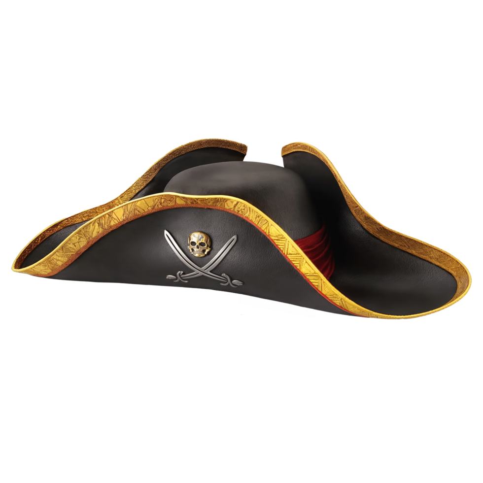 A stylish pirate hat that features a skull and crossbones design on it png