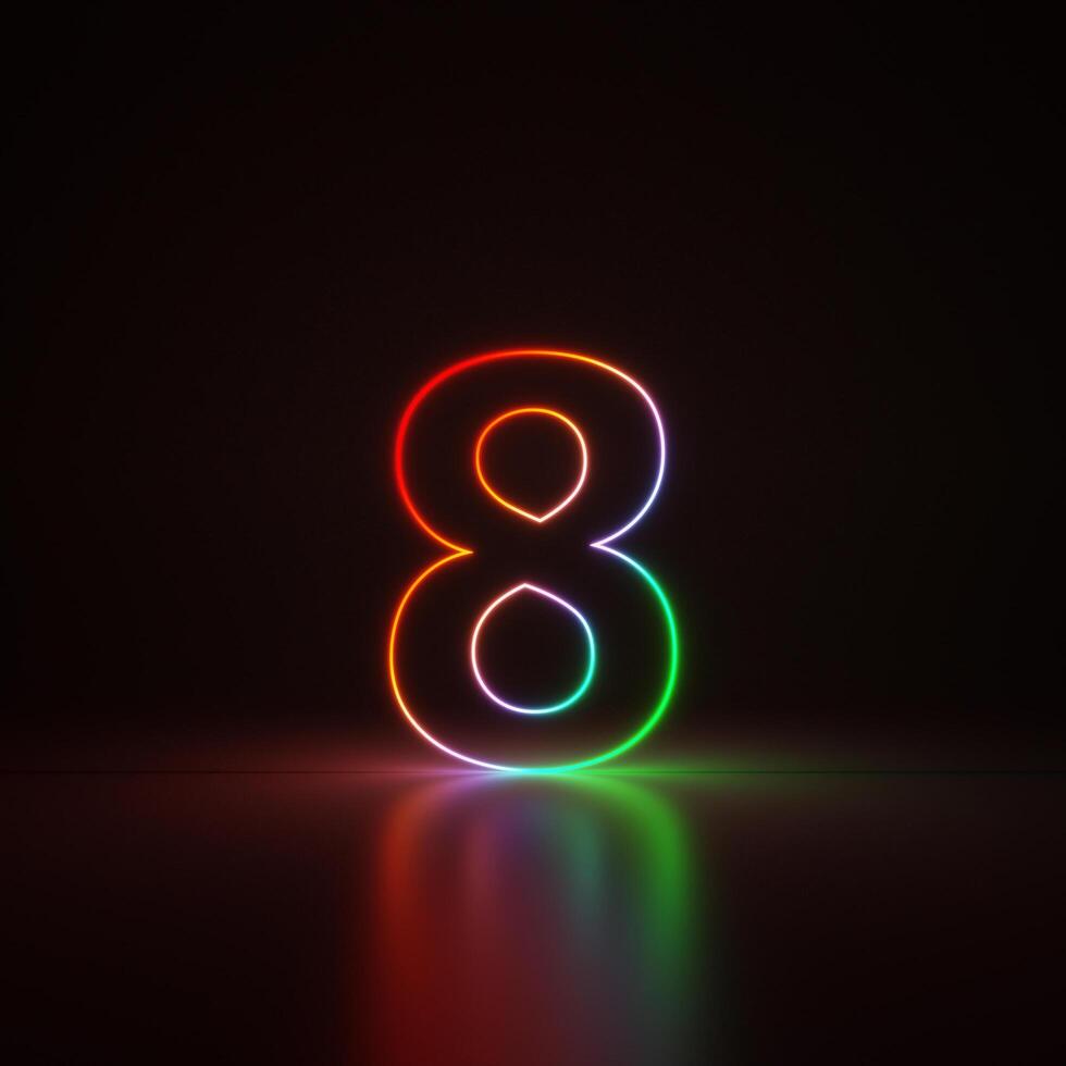 3d Render, Number 1 Glowing in the Dark, Gradient Neon Light photo