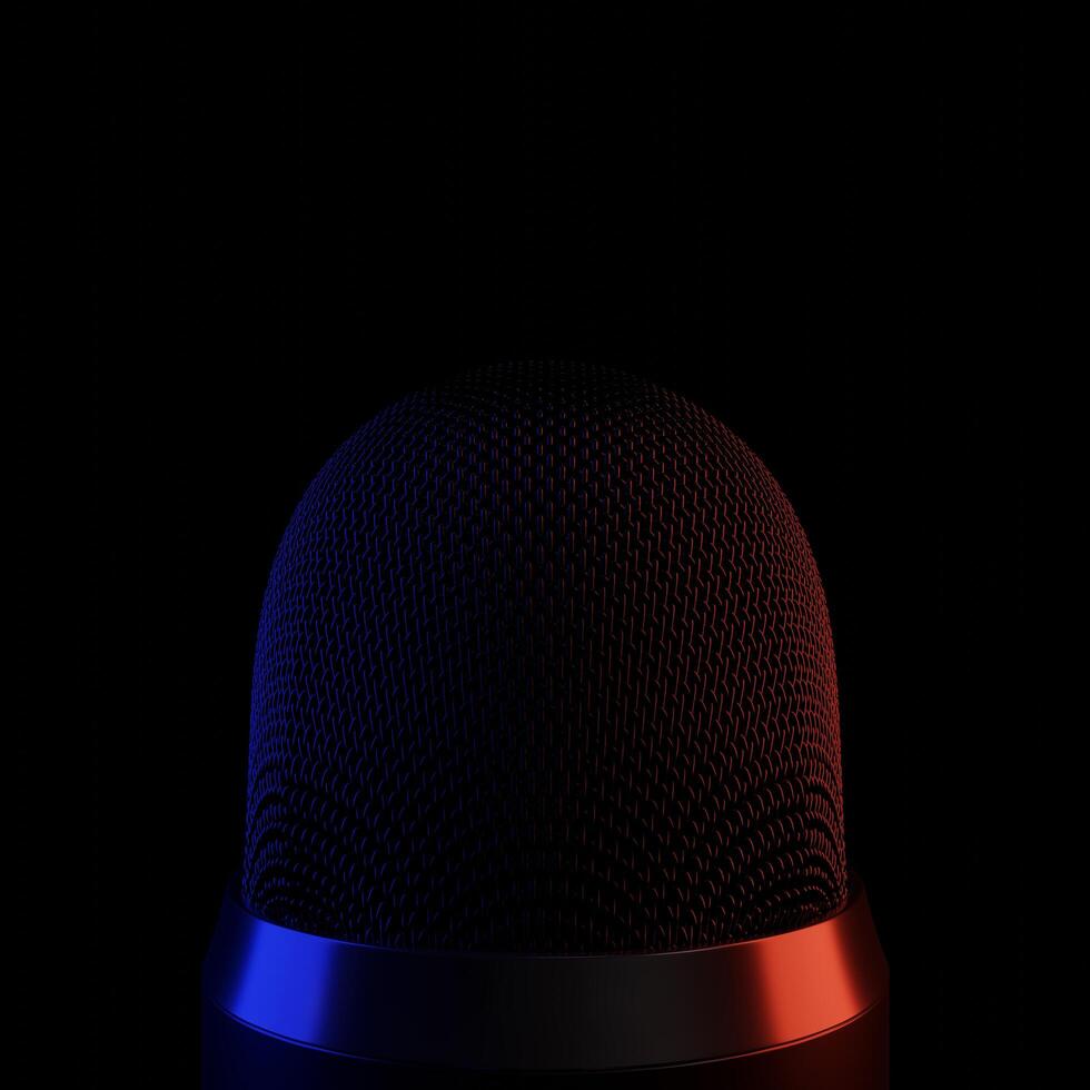 Podcast Microphone With Blue And Red Lights photo