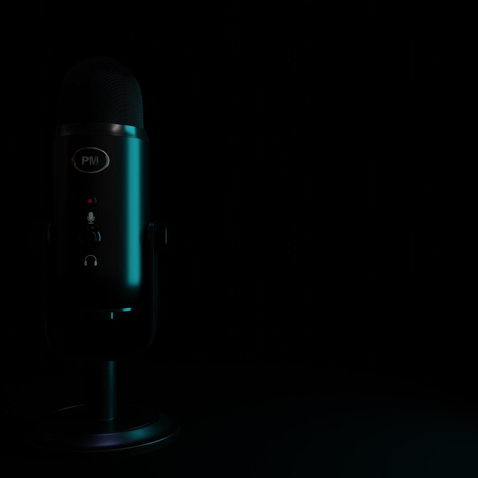 Podcast Microphone With Blue Light photo