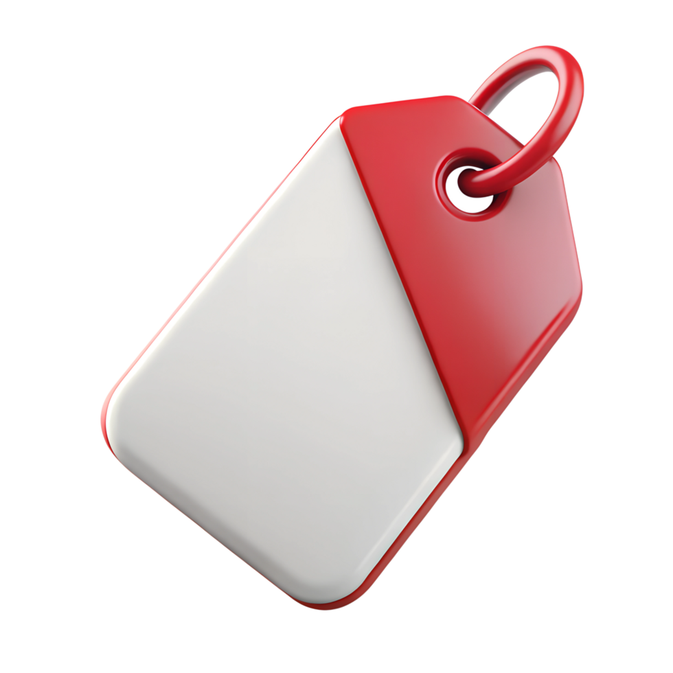 3D Black Friday price tag icon and red design isolated on transparent background png