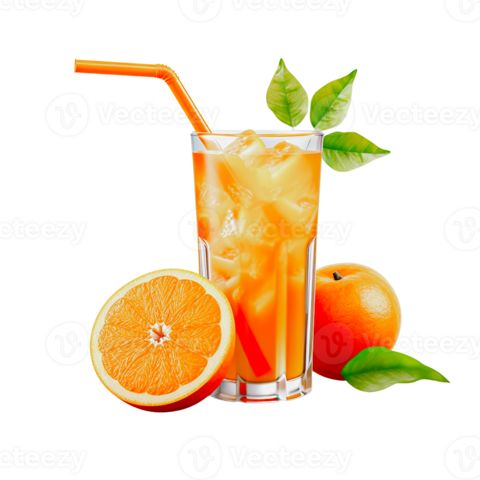 Vibrant Realistic Orange Juice Glass Design with No Background png
