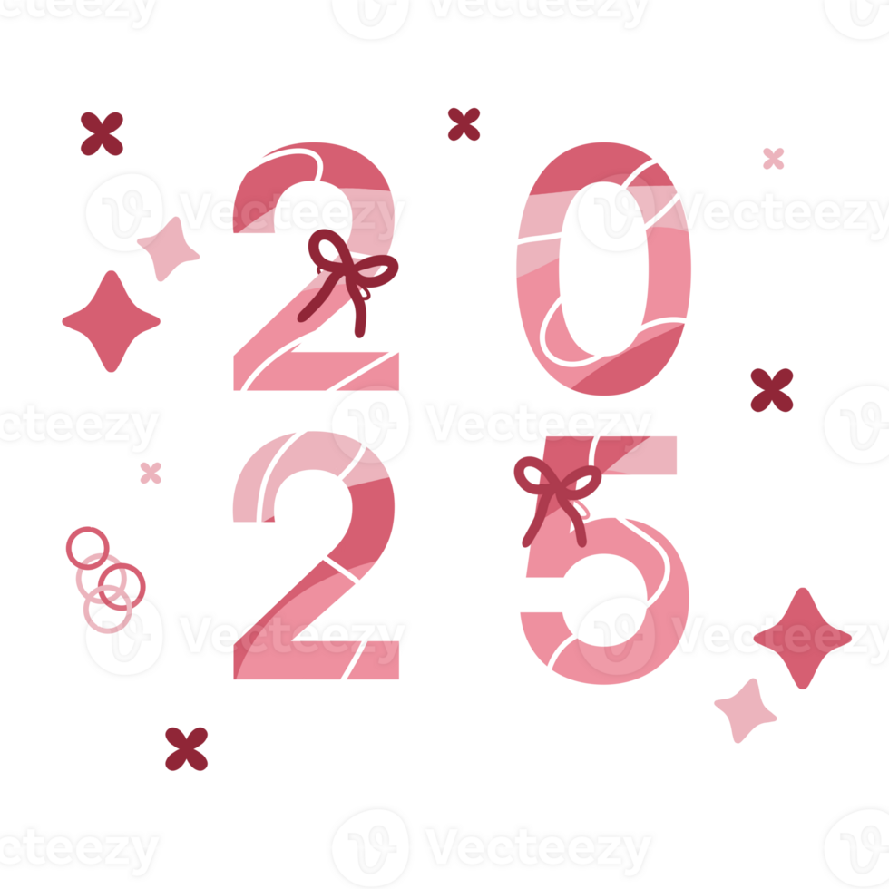 2025 Hand drawn ribbon sticker set illustration png