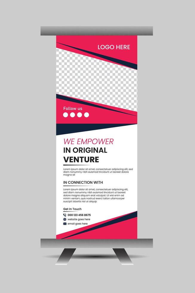 Business roll-up banner design. Creative modern roll-up banner. vector