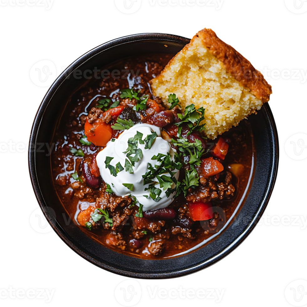 Top view of a bowl with chili con carne 54089434 PNG