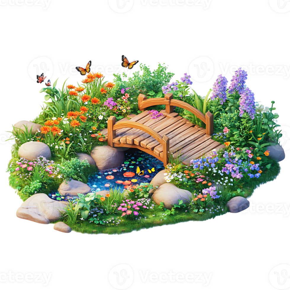 bridge with flowers game model png