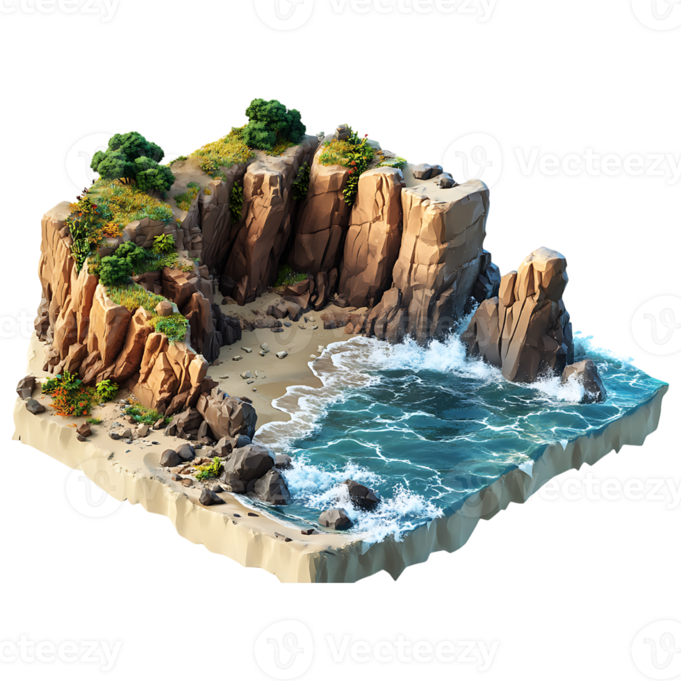 Beach with mountain model image png