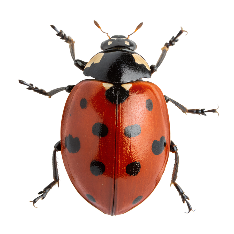 Ladybug insect view from the top isolated on the transparent background png