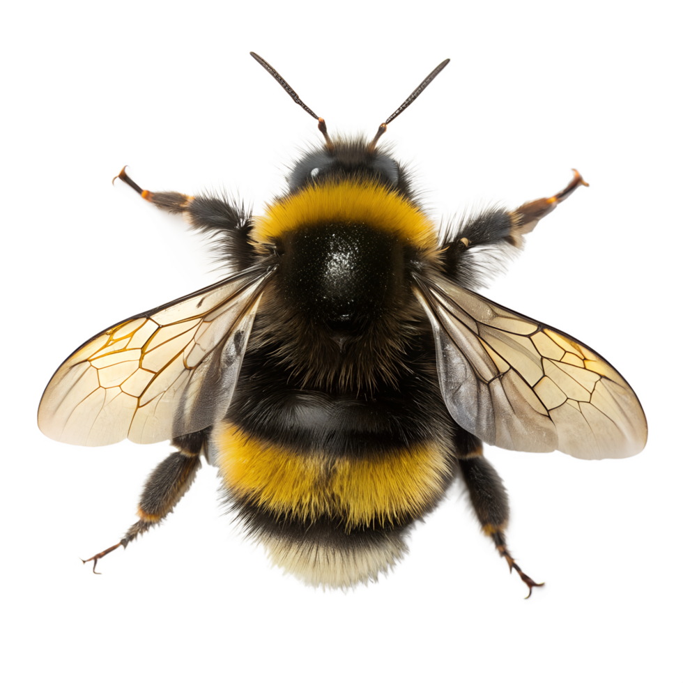 Bumblebee insect view from the top isolated on the transparent background png