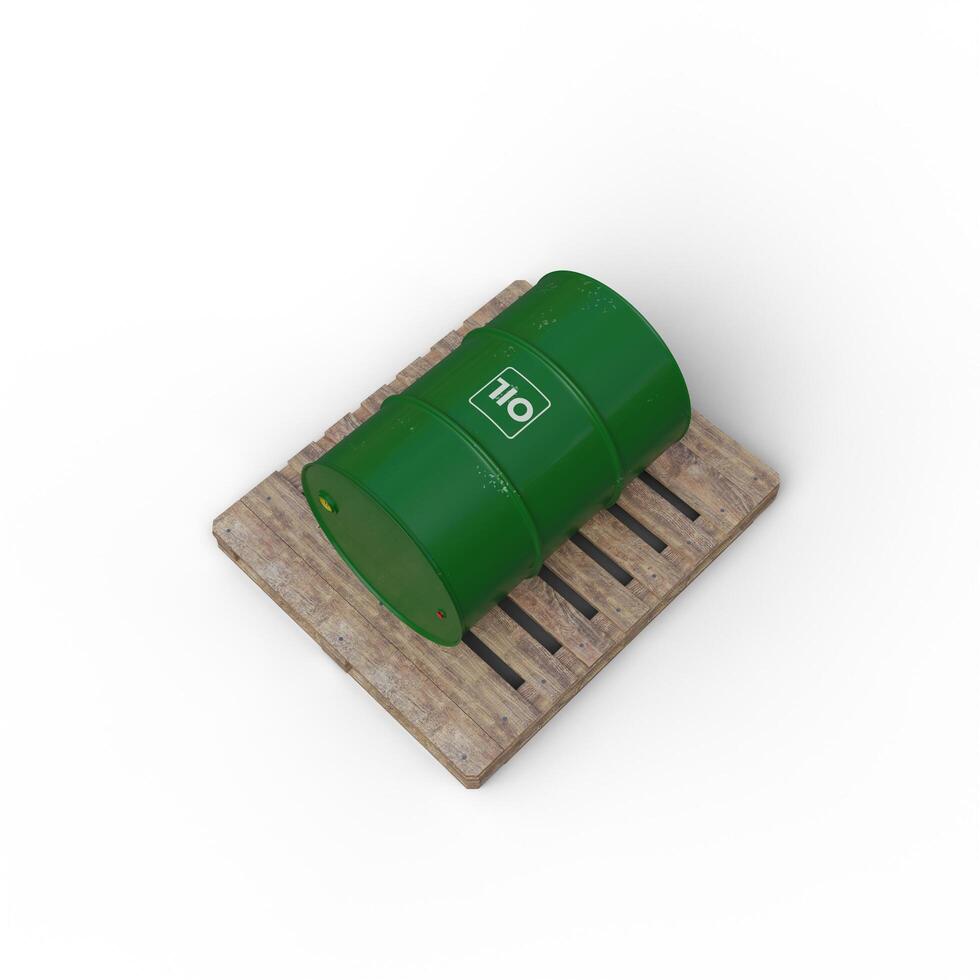 Green Oil Barrels Or Chemical Drums Stacked up With White Background photo