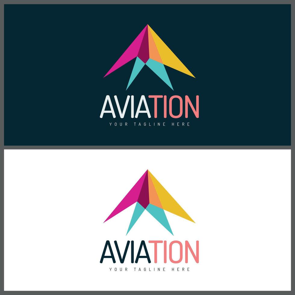 aviation shapes triangle plane flight logo set design template vector