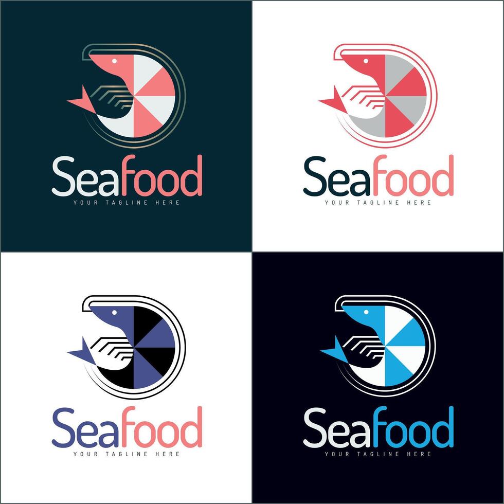 Shrimp seafood restaurant lobster logo set template design vector