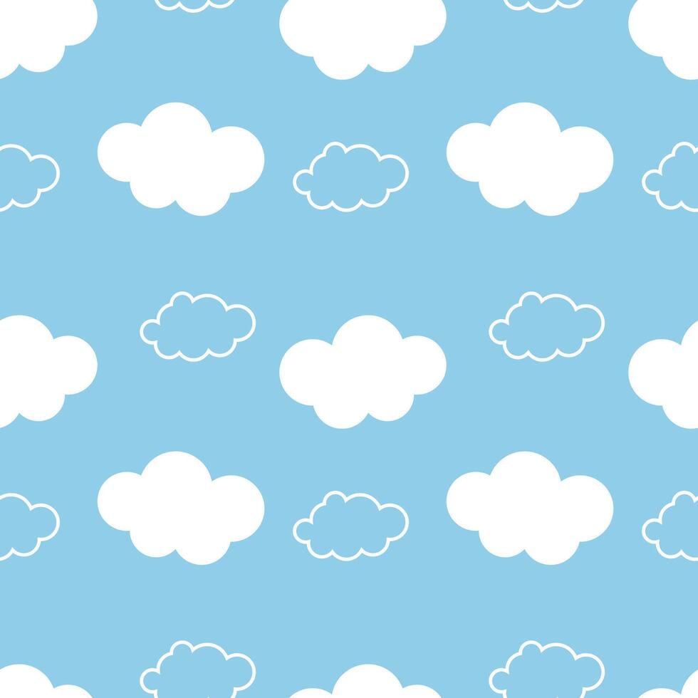 Seamless pattern with clouds on a blue background vector
