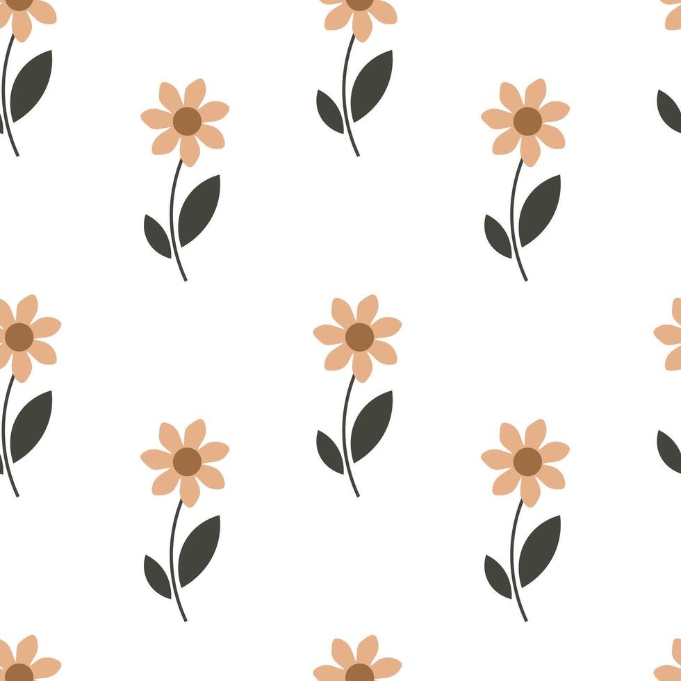 Seamless pattern with beige flowers on a white background vector