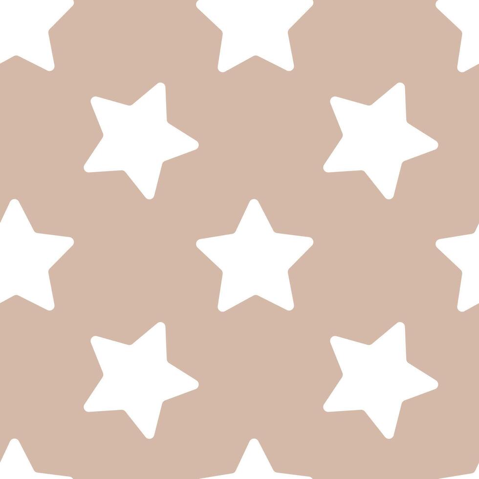 Seamless pattern with white stars on a beige background vector