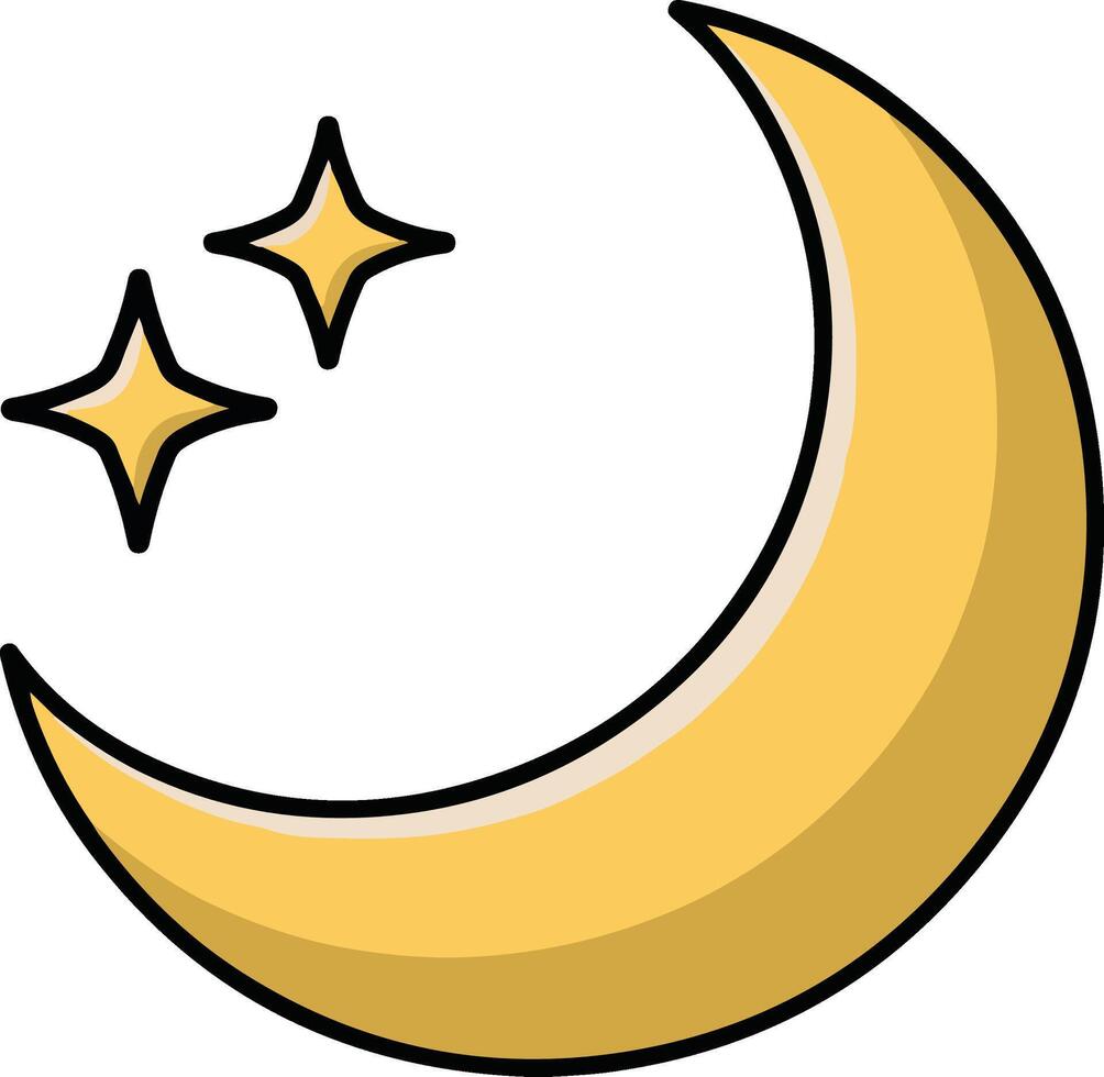 Charming Nighttime Moon Illustration Sticker vector