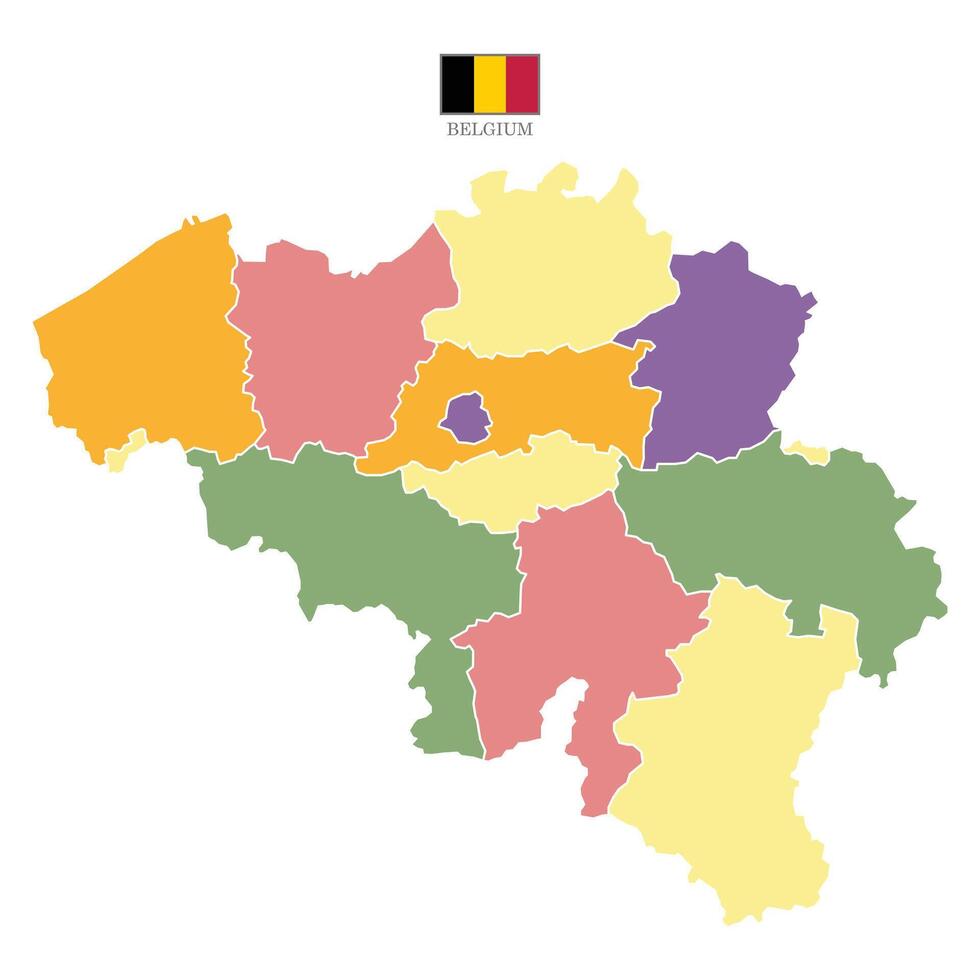 colored map of Belgium territories with vector