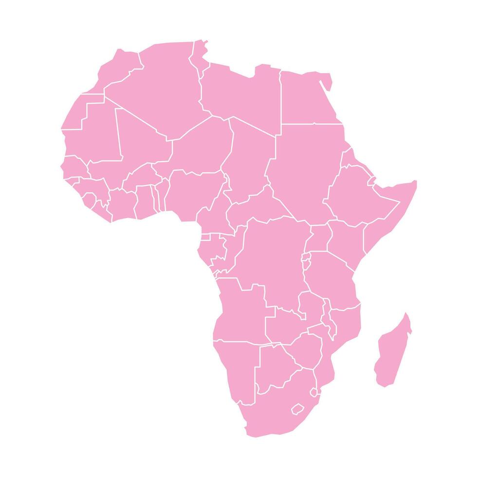 Pink Map of Africa with States and Territories vector