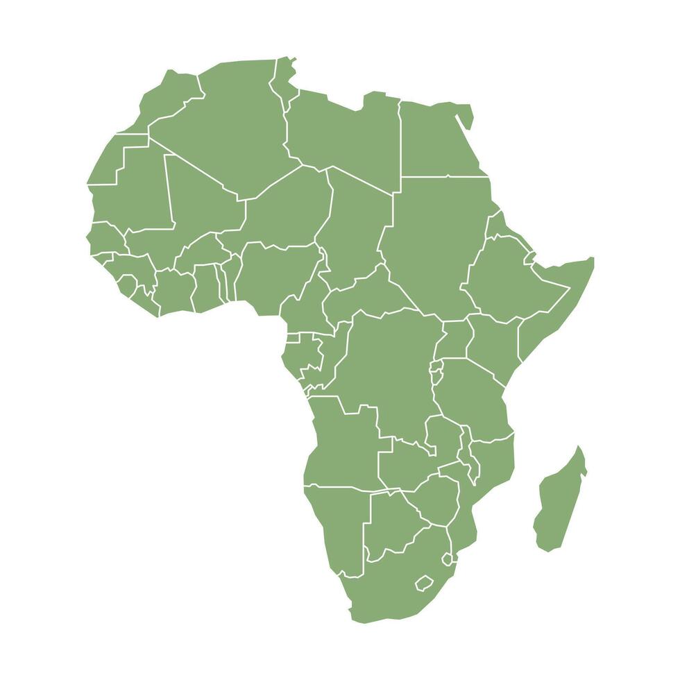Green Map of Africa with States and Territories vector